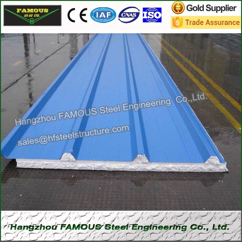 Polyurethane PU insulated Sandwich Panel and Polystyrene EPS Panel Laminated Sandwich