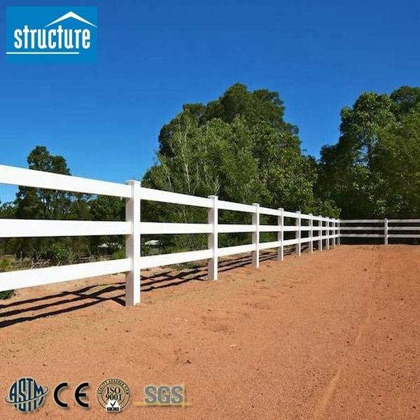 3 Rails Post and Rail White PVC Horse Farm Fence