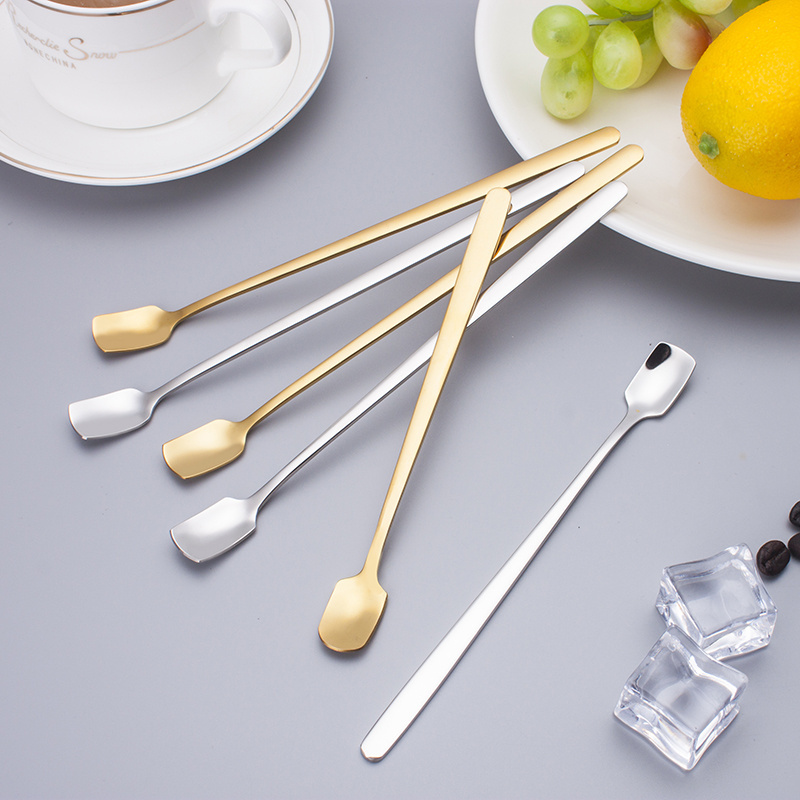 Bar accessories 304 stainless steel metal long handle Gold Ice Spoon stirring spoon bar spoon