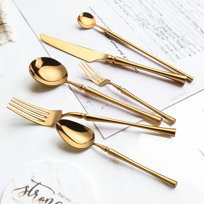 Gold Silverware Bulk Custom Fork And Knife Spoon Stainless Steel Luxury 4 Piece Cutlery Set