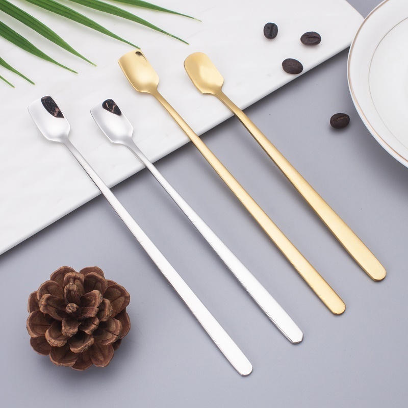 Bar accessories 304 stainless steel metal long handle Gold Ice Spoon stirring spoon bar spoon