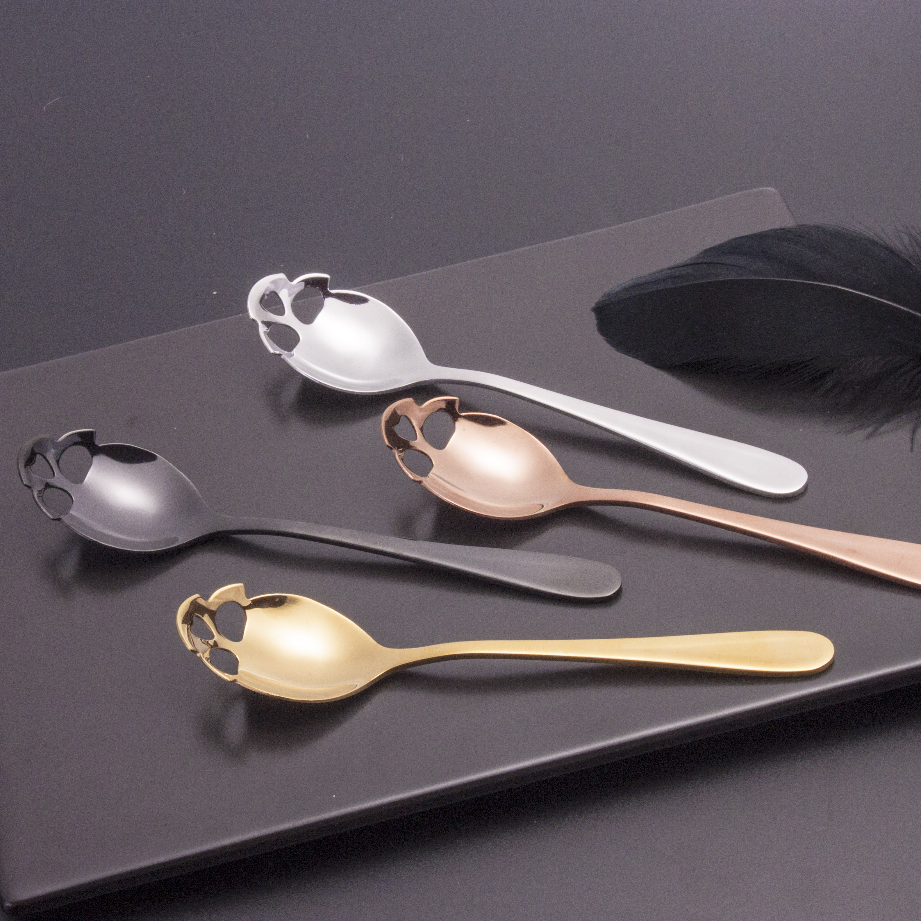 High Quality stainless steel mini Gold coffee Stirring Skull-face spoon skull spoon Halloween spoon