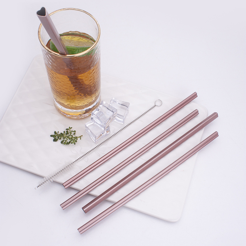 wholesale wedding gift rose gold color drinking stainless steel straw