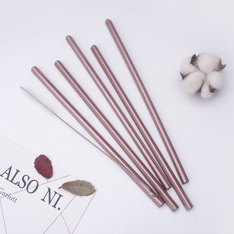 wholesale wedding gift rose gold color drinking stainless steel straw