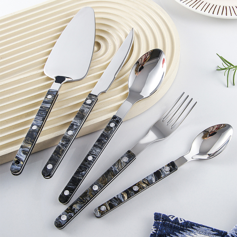 Bistrot Stainless Steel Ivory handle 5pcs flatware silverware set stainless steel 24pcs besteck set Acrylic handle cutlery set