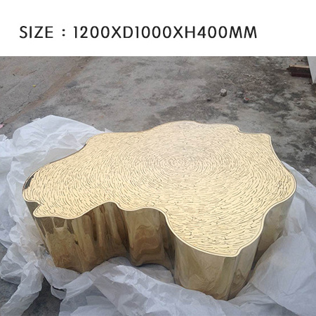 BOCA DO LOBO irregular luxury golden etching stainless steel top coffee table tree stump center table