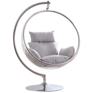 Hot selling hanging swing egg chair round Clear revolving egg Bubble acrylic Chair living room outdoor acrylic