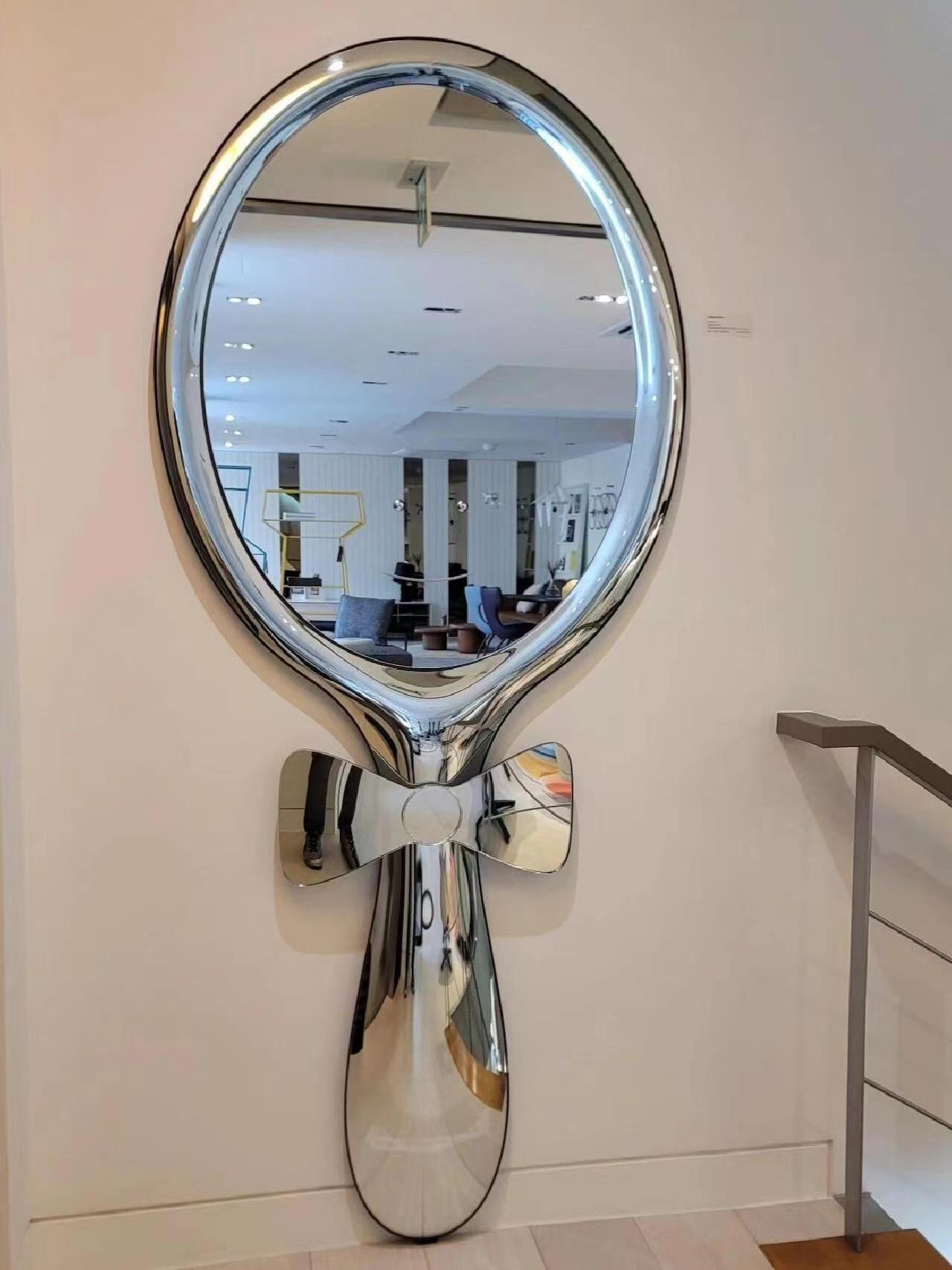 Stainless steel lollipop mirror wall decor full body bowknot  shape mirror bedroom furniture wall hanging mirror