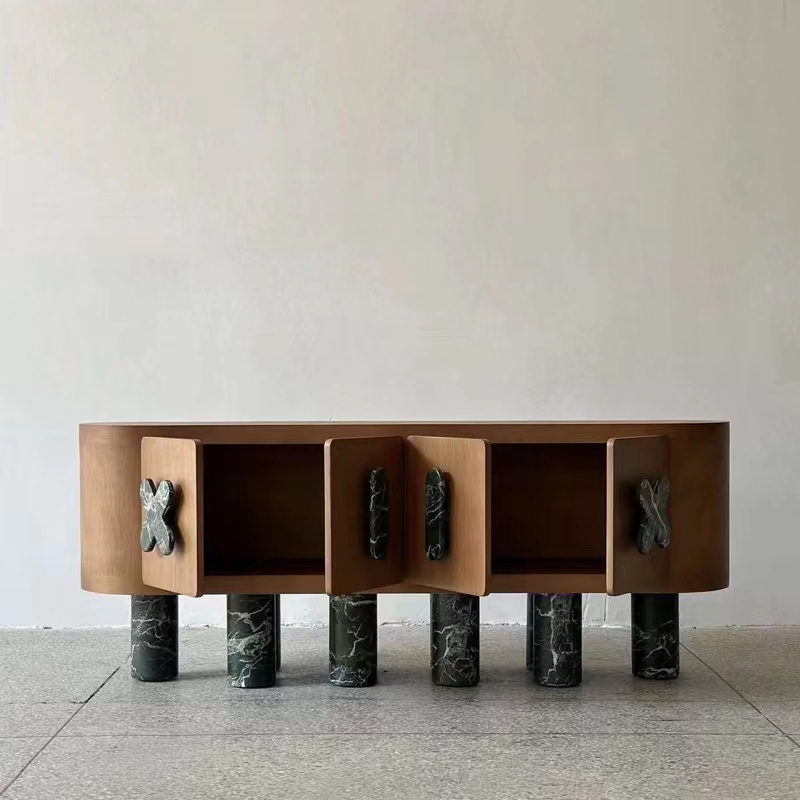 Diplopoda Sideboard livingroom furniture wooden cabinet green marble legs  modern design furniture credenza