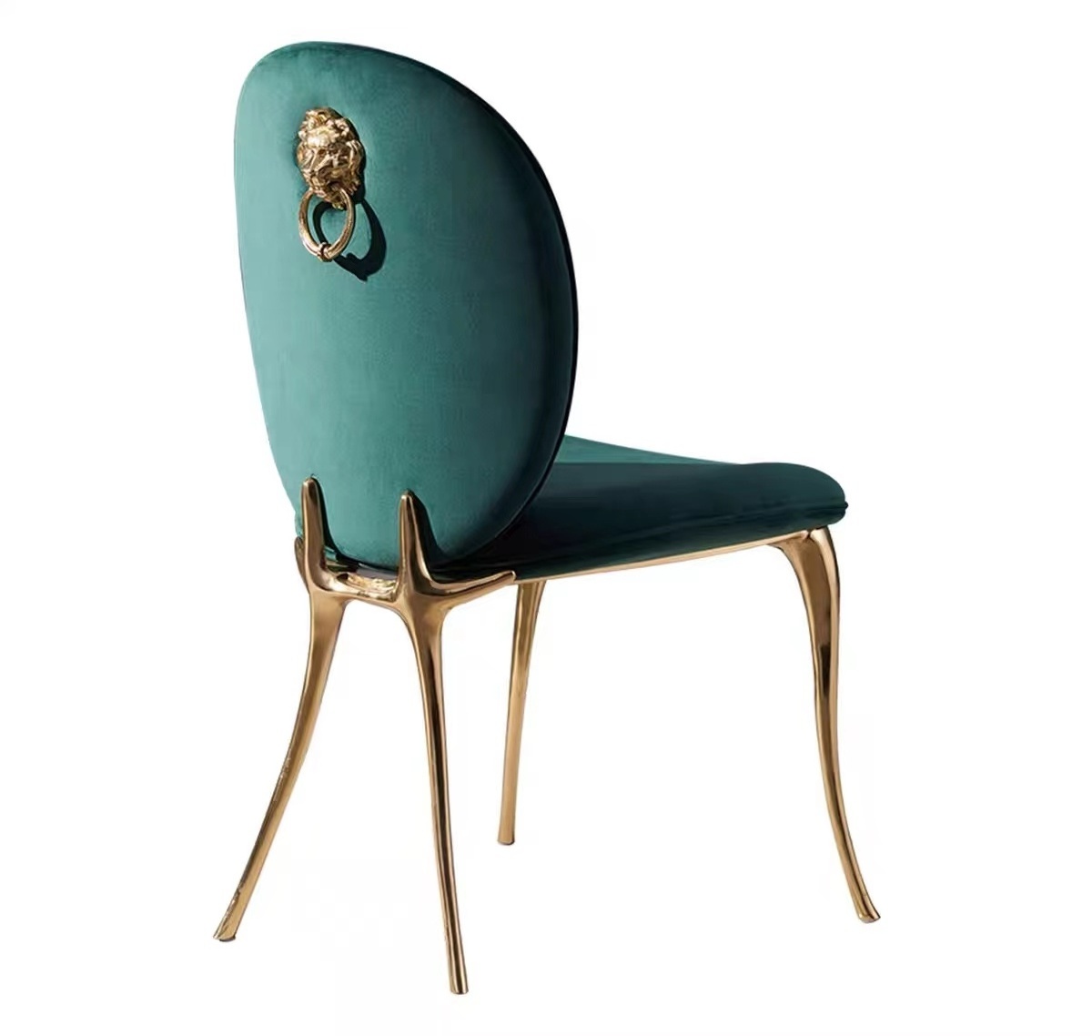 Luxury modern design furniture chairs for dinning room elegant brass leg lion knocker velvet fabric dinning chair