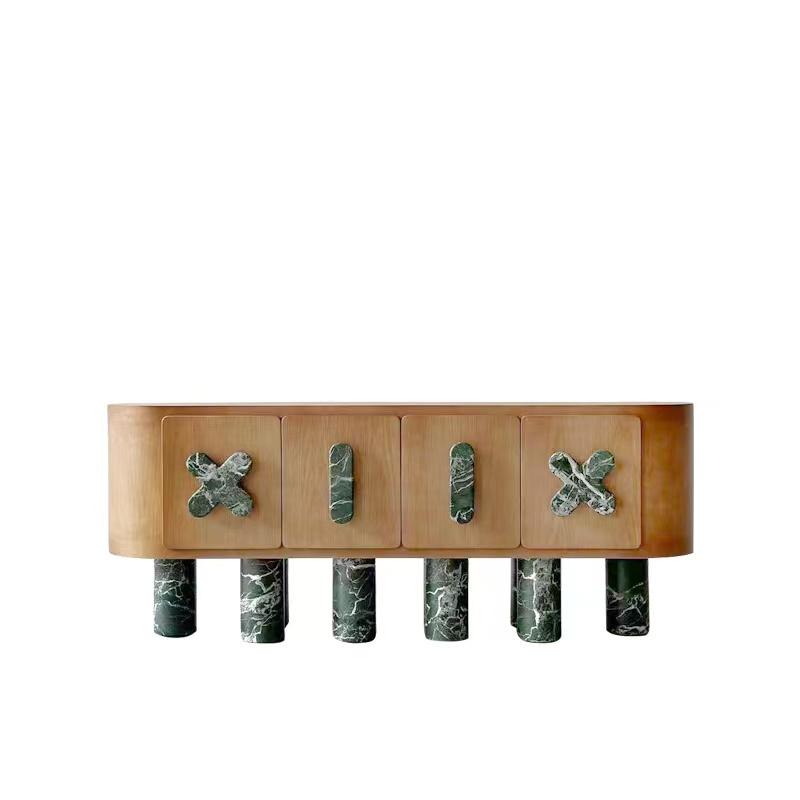 Diplopoda Sideboard livingroom furniture wooden cabinet green marble legs  modern design furniture credenza