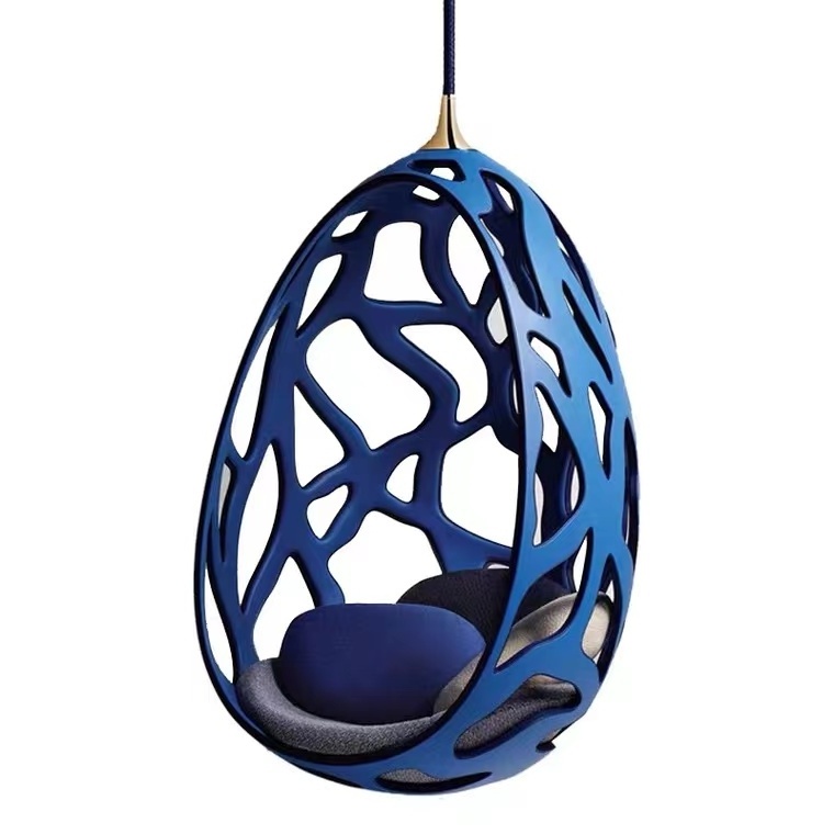 2022 new design fiberglass egg pod hanging chair swinging chair for living room