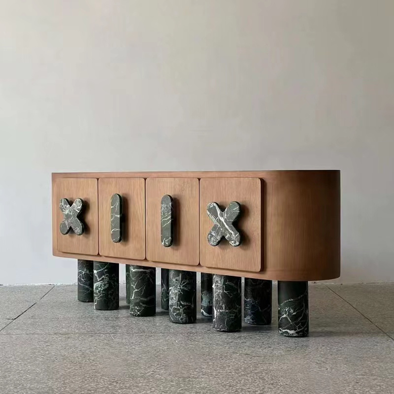 Diplopoda Sideboard livingroom furniture wooden cabinet green marble legs  modern design furniture credenza