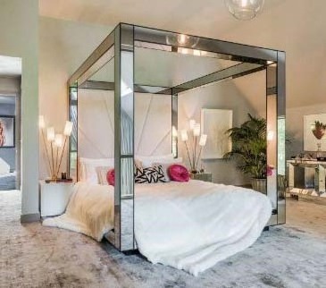 Luxury Full Mirror Tent Tuffed High HeadBoard Mirrored Affordable Bedroom Furniture Full Queen King Bed