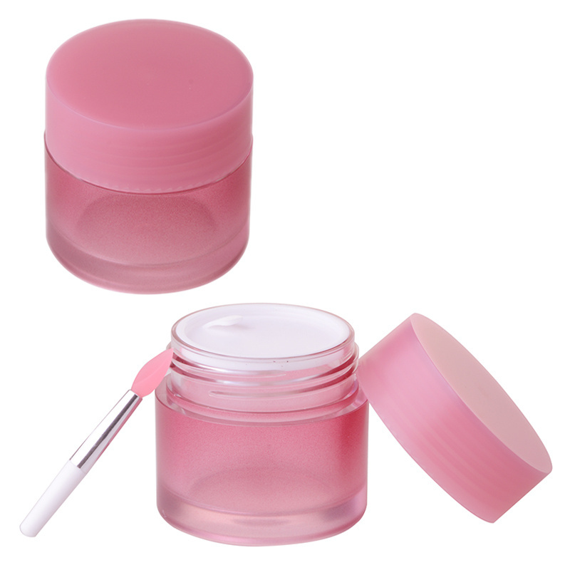 Free sample 25ml plastic empty lip mask container 25g sugar scrub container lip scrub container jar with spoon spatula