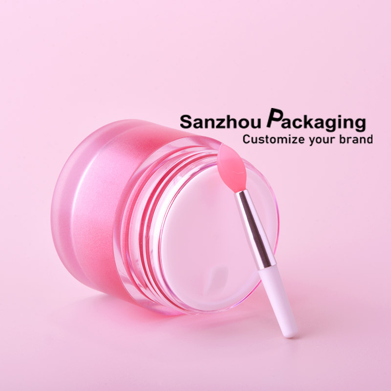 Free sample 25ml plastic empty lip mask container 25g sugar scrub container lip scrub container jar with spoon spatula