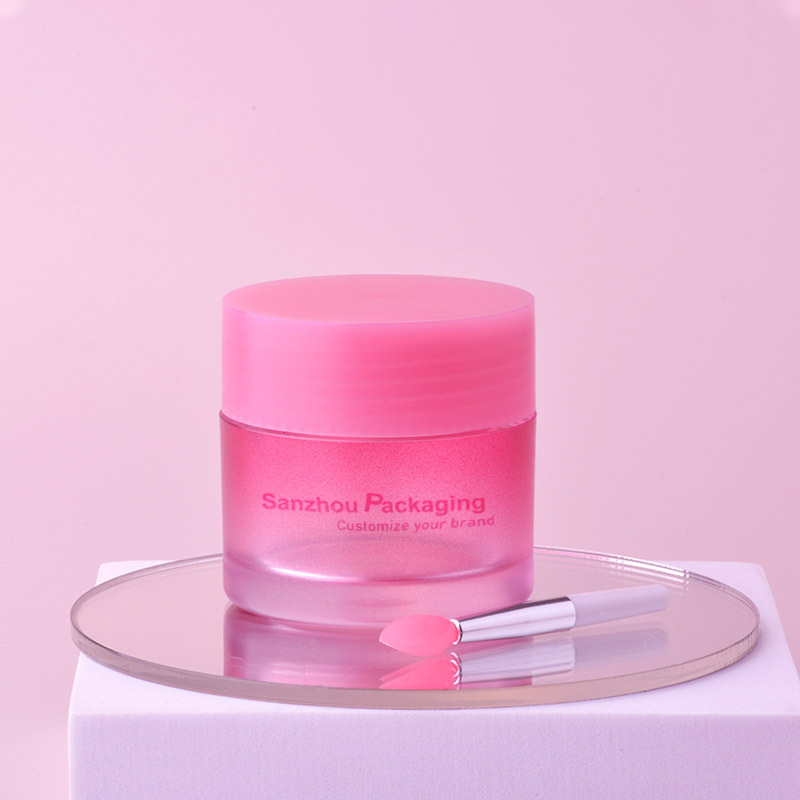 Free sample 25ml plastic empty lip mask container 25g sugar scrub container lip scrub container jar with spoon spatula