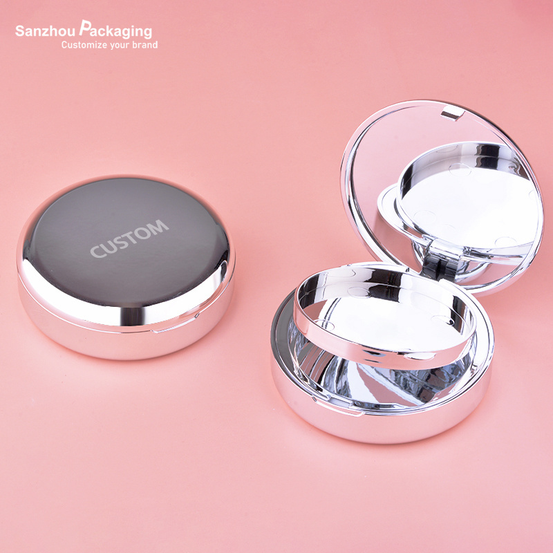 DIA 59MM compact powder case luxury makeup powder box with puff placement press powder case packaging with mirror