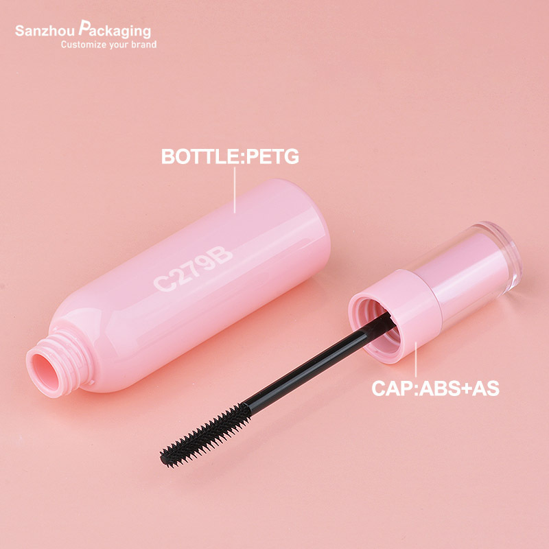 PETG 26ml/35ml unique big capacity pink mascara bottle with applicator large mascara tube