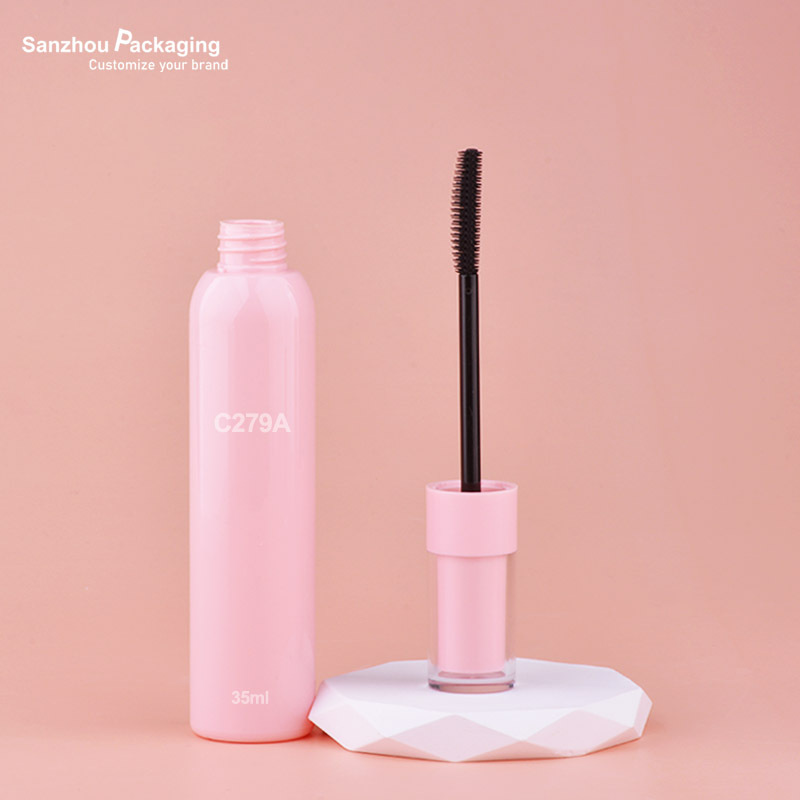 PETG 26ml/35ml unique big capacity pink mascara bottle with applicator large mascara tube