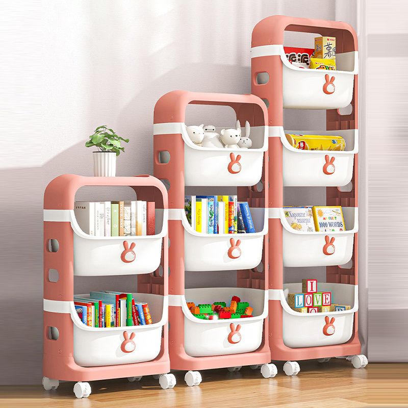 4-Layer multifunction household removable plastic shelves with wheels home kitchen folding vegetable Sundries Storage Trolley