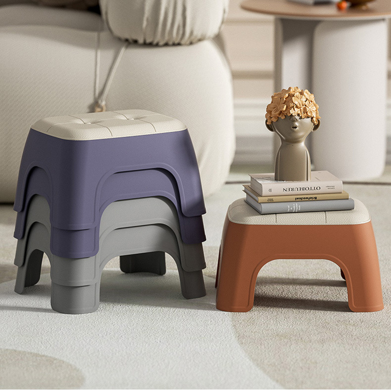 Small PP plastic stool leather small stools home non-slip rubber chair footthic kened children's stools simple shoe chair