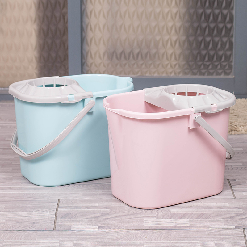 New design household plastic flat mop cleaning bucket with wheels factory price squeeze mop bucket floor cleaning mop bucket