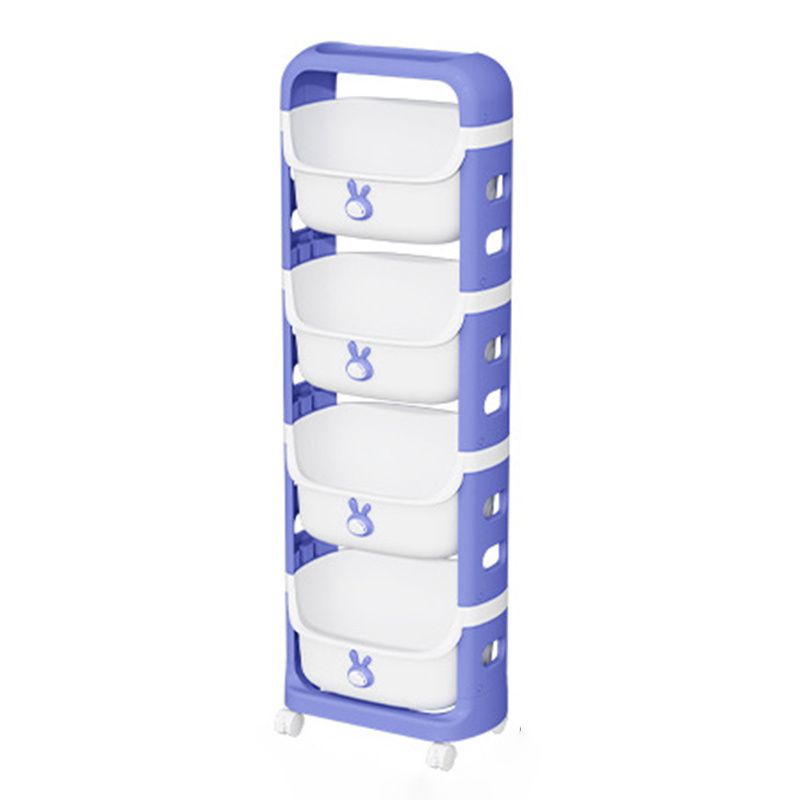 4-Layer multifunction household removable plastic shelves with wheels home kitchen folding vegetable Sundries Storage Trolley