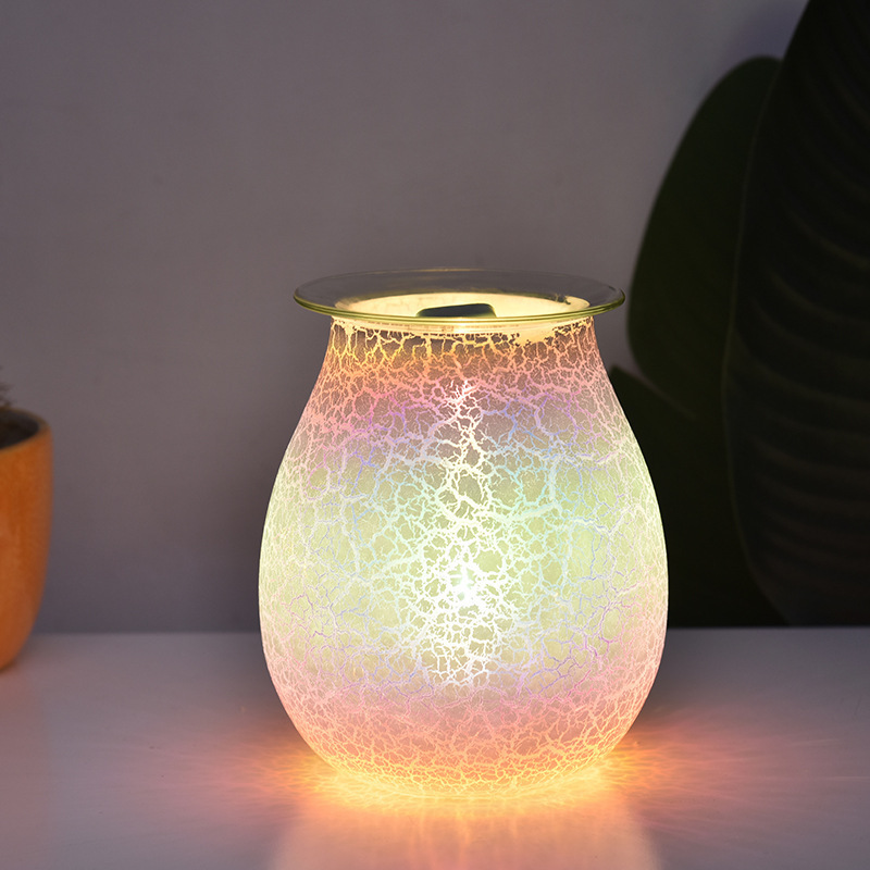 Wax Melt Warmer Glass Electric Oil Burner Fragrance Candle Tart Melter Night Light for Home (Ice Circle)