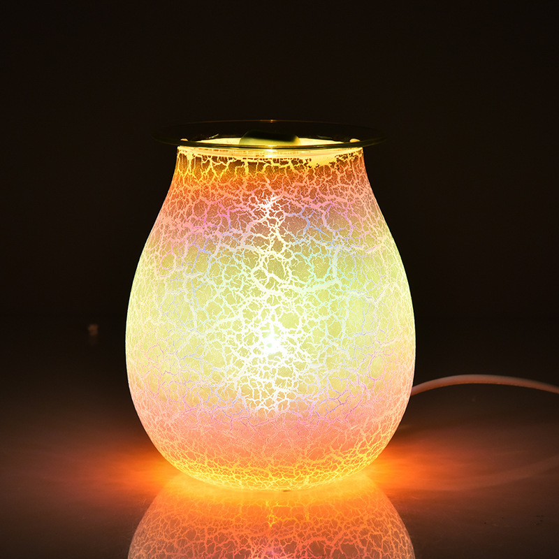 Wax Melt Warmer Glass Electric Oil Burner Fragrance Candle Tart Melter Night Light for Home (Ice Circle)