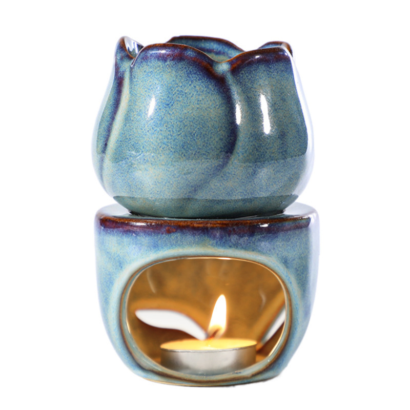 Ceramic Essential Oil Burner Diffuser Floral Tea Light Holder Aromatherapy Oil Warmer Holiday Home Decoration