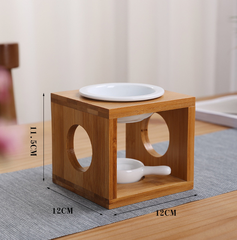 Wooden Essential Oil Burner Scented Wax Melt Burner with Candle Holder Aromatherapy Aroma Burner Oil Diffuser Candle Tealight