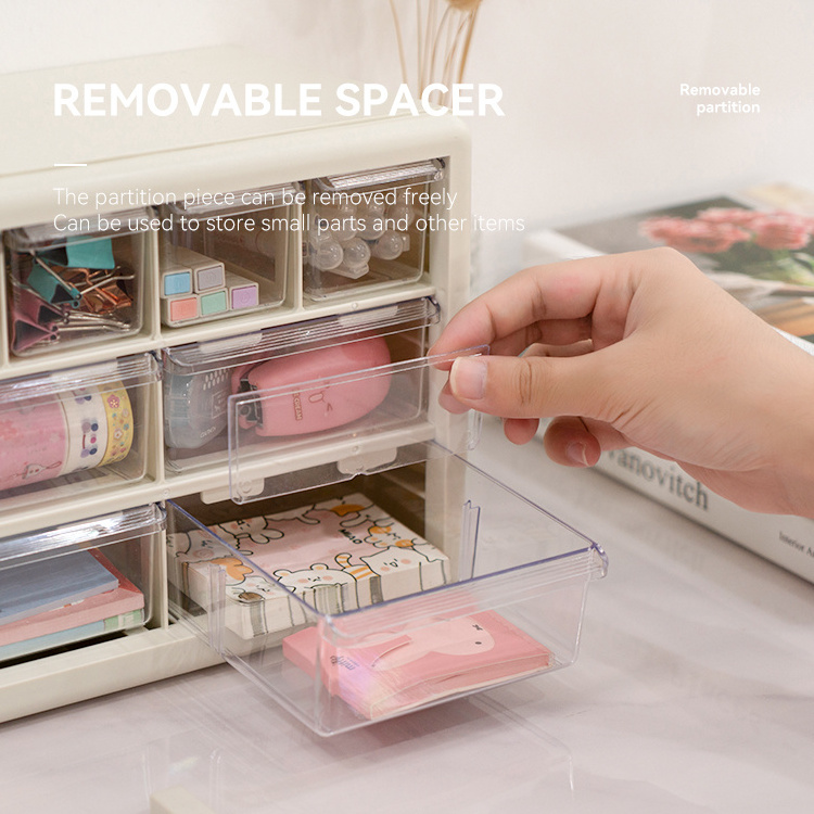 Factory Customized Desktop cosmetics skin care clear plastic box drawer organizer with 12 mini drawers