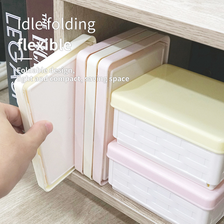 Factory Organizer plastic collapsible storage crates Mini Foldable Storage Box with lid