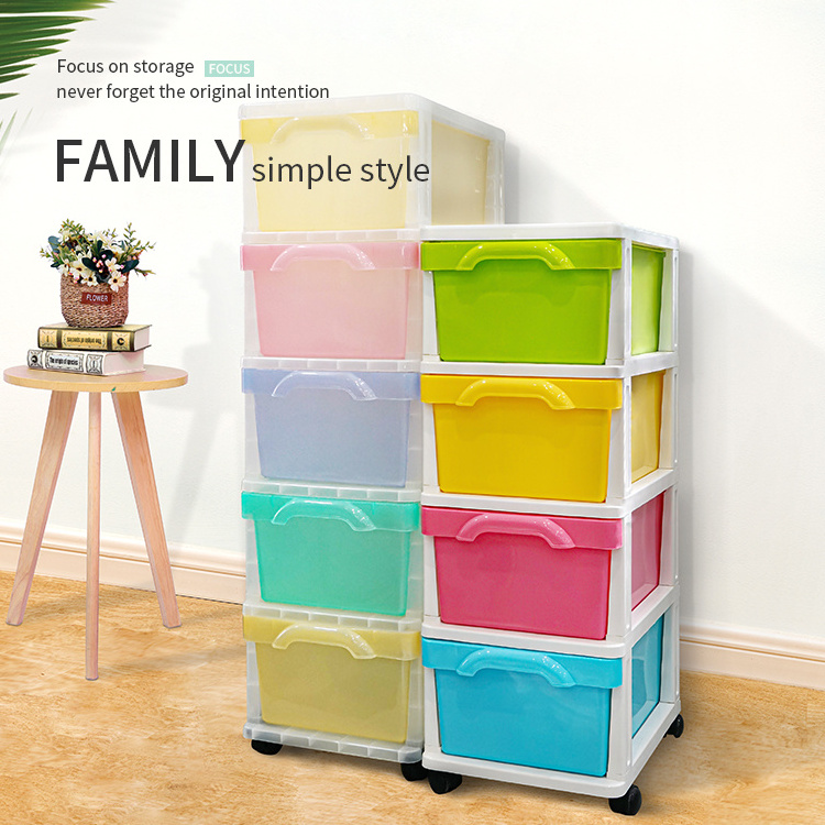 Shunxing Factory OEM ODM 5 Tiers Kid Baby Clothing Organizer Plastic Cabinet Storage Box Drawer Rack With Wheels