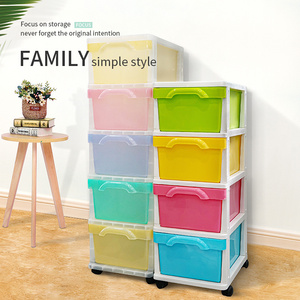 Shunxing Factory OEM ODM 5 Tiers Kid Baby Clothing Organizer Plastic Cabinet Storage Box Drawer Rack With Wheels