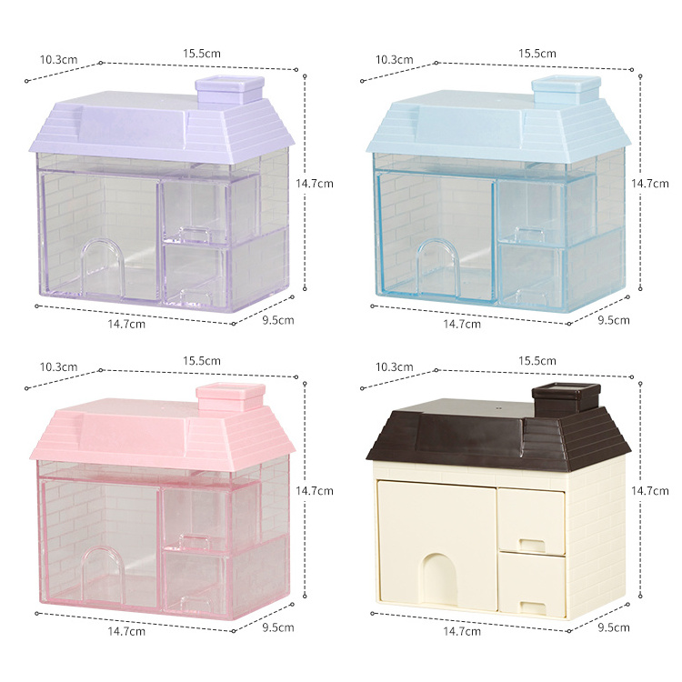 Shunxing Wholesale New Design Stationary House Shape Cute PS Pen Holder with Multi-grids Desktop Organizer Office Storage Box