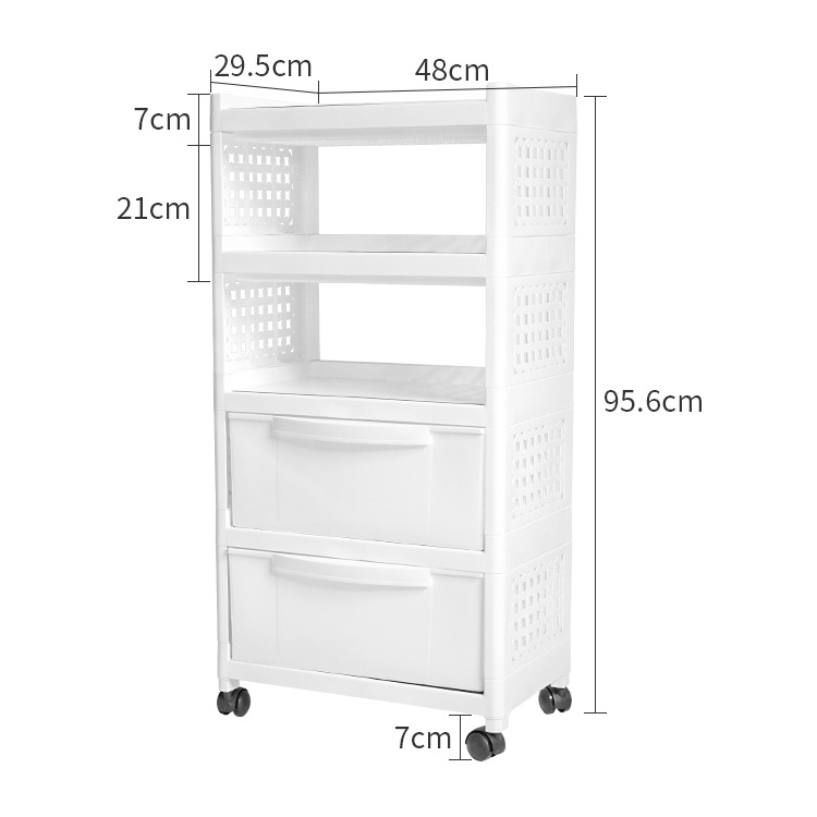 Factory Direct 4 Layers Household Kitchen Shelves Organizer Plastic Storage Shelf Cabinet Rack Organizer