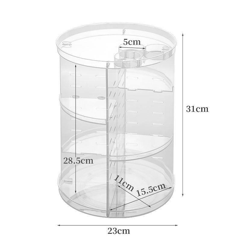 Ready Stock Transparent Desktop Tabletop Clear 360 Rotating Plastic Cosmetic Storage Box Makeup Organizer Display Case