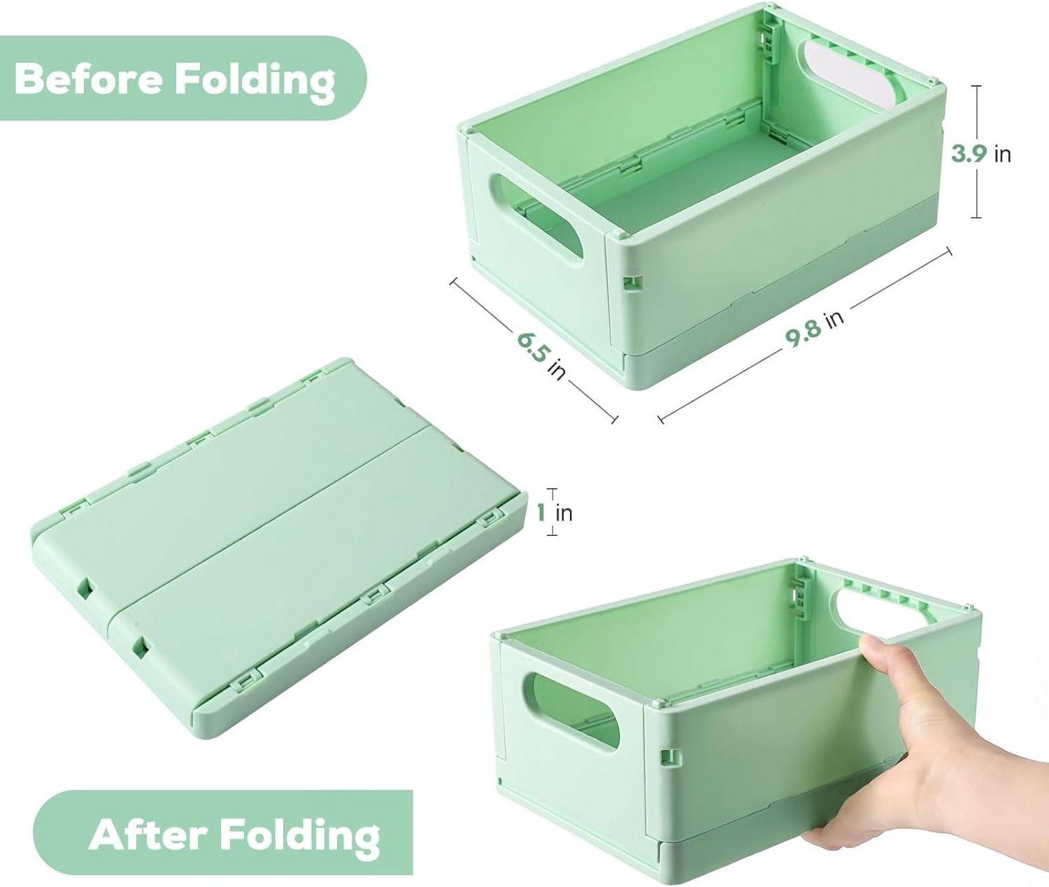 In Stock Folding Storage Crate Box Portable Stackable Desktop Plastic Box Collapsible Box For Cosmetic Storage