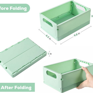 In Stock Folding Storage Crate Box Portable Stackable Desktop Plastic Box Collapsible Box For Cosmetic Storage