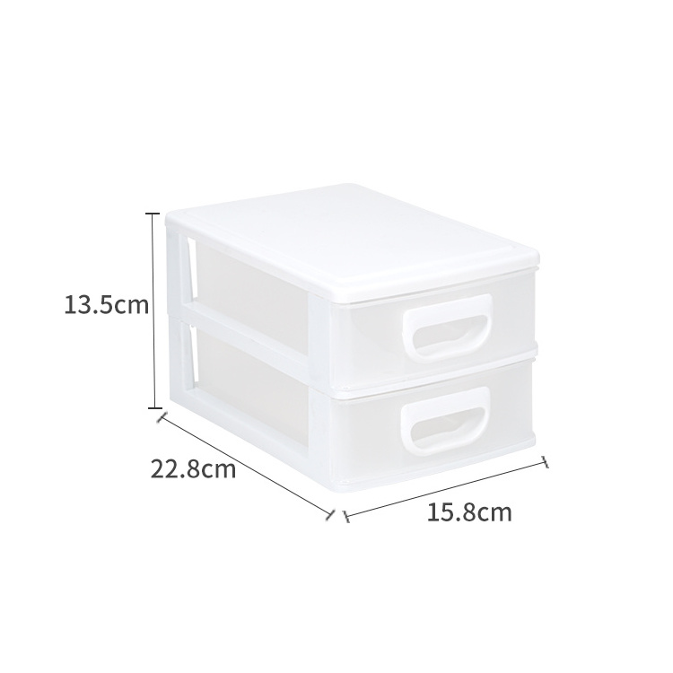 2 layers Office Tabletop Finishing Desktop Cabinet Storage Drawers Box Plastic Organizer