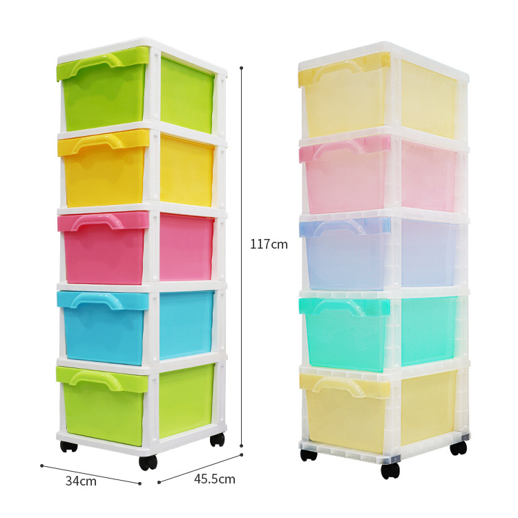 Shunxing Factory OEM ODM 5 Tiers Kid Baby Clothing Organizer Plastic Cabinet Storage Box Drawer Rack With Wheels