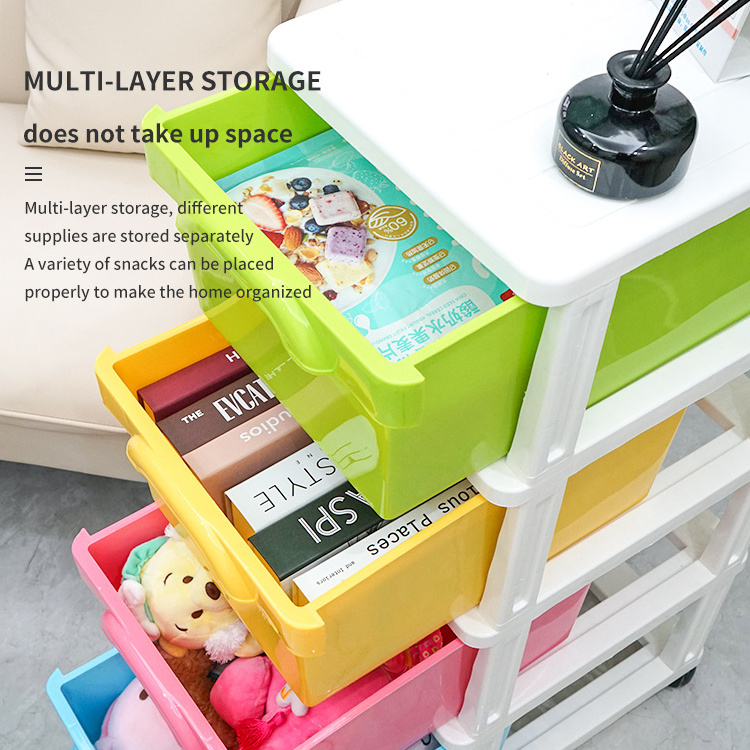 Shunxing Factory OEM ODM 5 Tiers Kid Baby Clothing Organizer Plastic Cabinet Storage Box Drawer Rack With Wheels