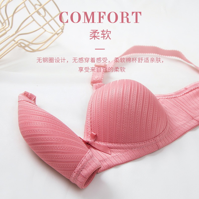 Jiao Rongcai fashion ladies aunt bra lace sexy  charcoal  Cup push up accessary breast push up underwear