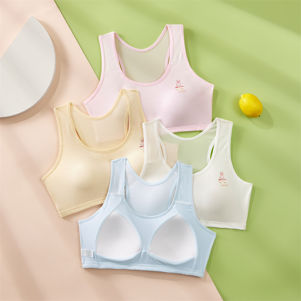 Purified cotton mesh I-shaped developmental puberty vest junior high school students high school girl anti- bra bra