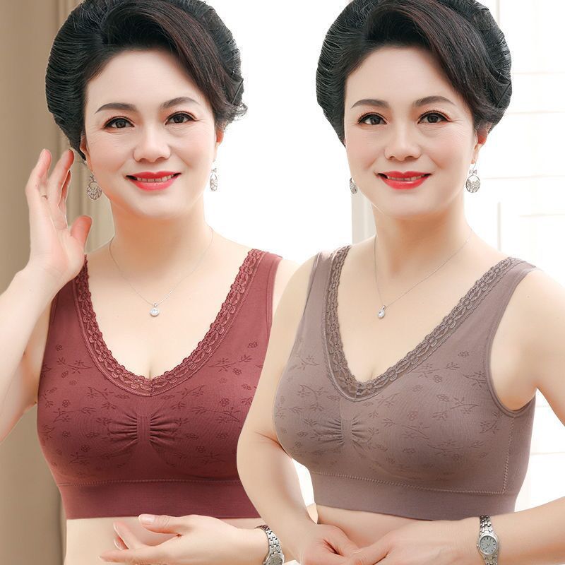 Mom bra middle-aged and elderly underwear women's cotton breathable  back  bra middle-aged women plus size  top bra