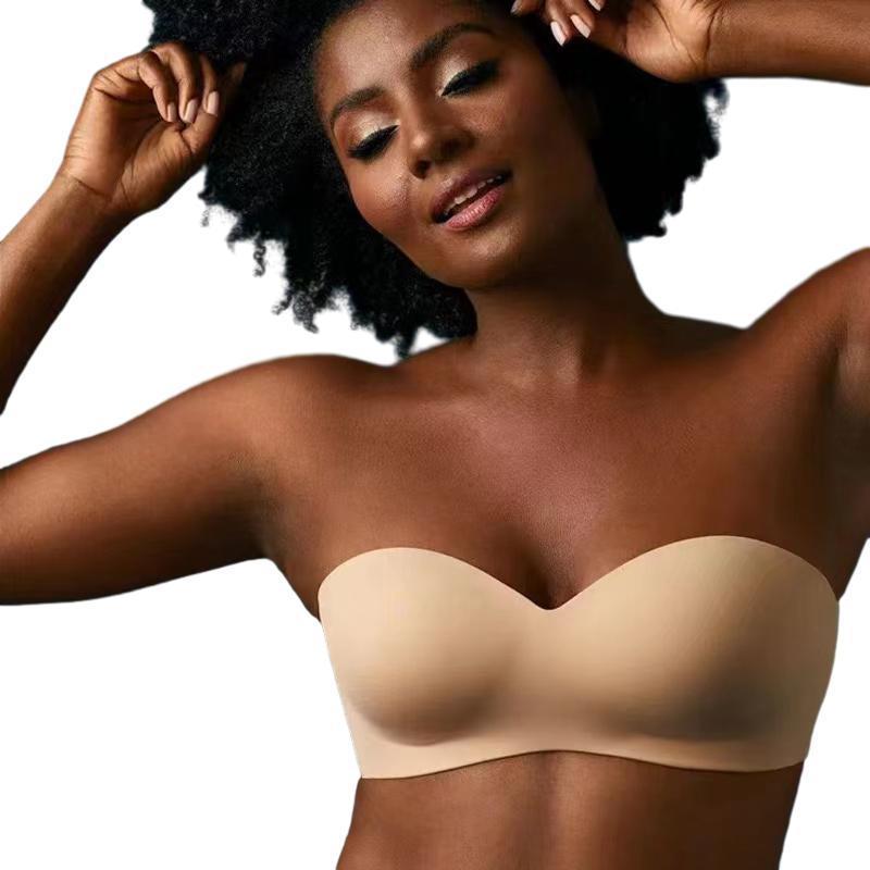 Woman Strapless Invisible Lifting Adhesive Removable Full Support Non-slip Convertible Bandeau Wireless big size plus size Bra