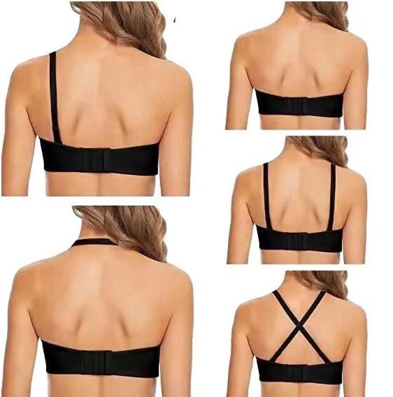 Woman Strapless Invisible Lifting Adhesive Removable Full Support Non-slip Convertible Bandeau Wireless big size plus size Bra