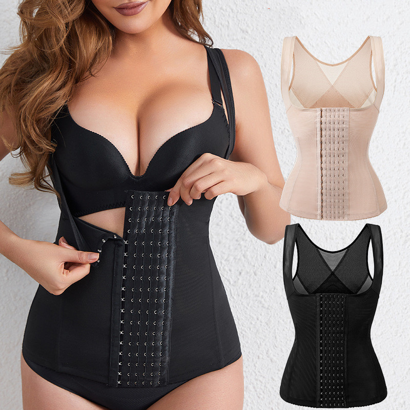 fajas Plus Size Steel Bone Body Suit Shaper Vest Top Slim Weight Loss Lose Women Sweat Waist Trainer Corset